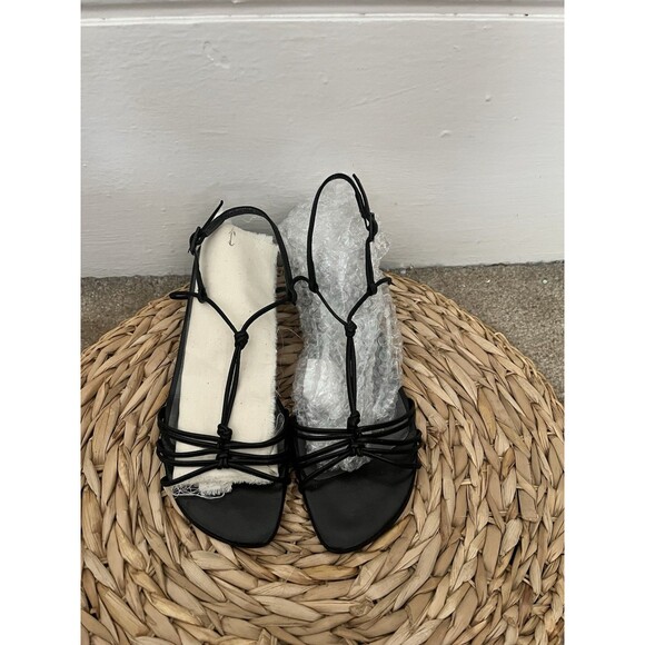 Stuart Weizman black Strappy leather sandals 7.5 Nye Occasion Holiday Cocktail - Picture 2 of 9